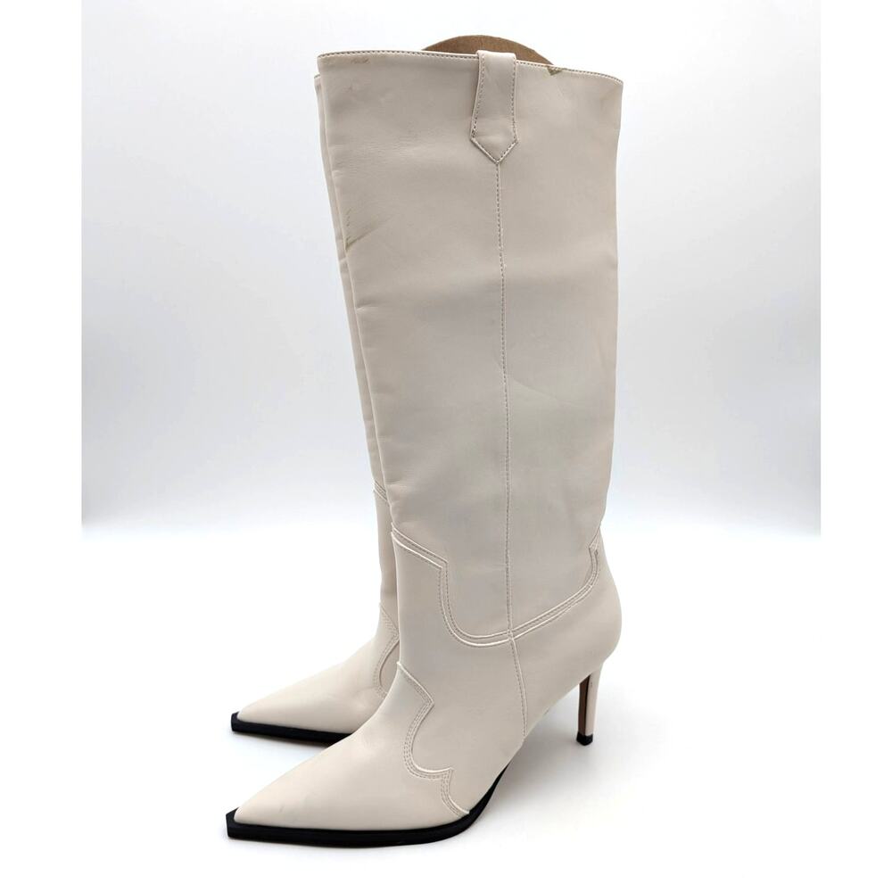 Steven by Steve Madden Lanza Heel Boots Women's Off White Size US6M EU36.5